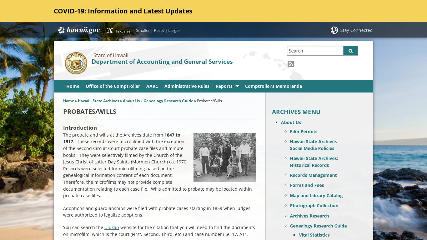 Department of Accounting and General Services | Probates/Wills - Hawaii